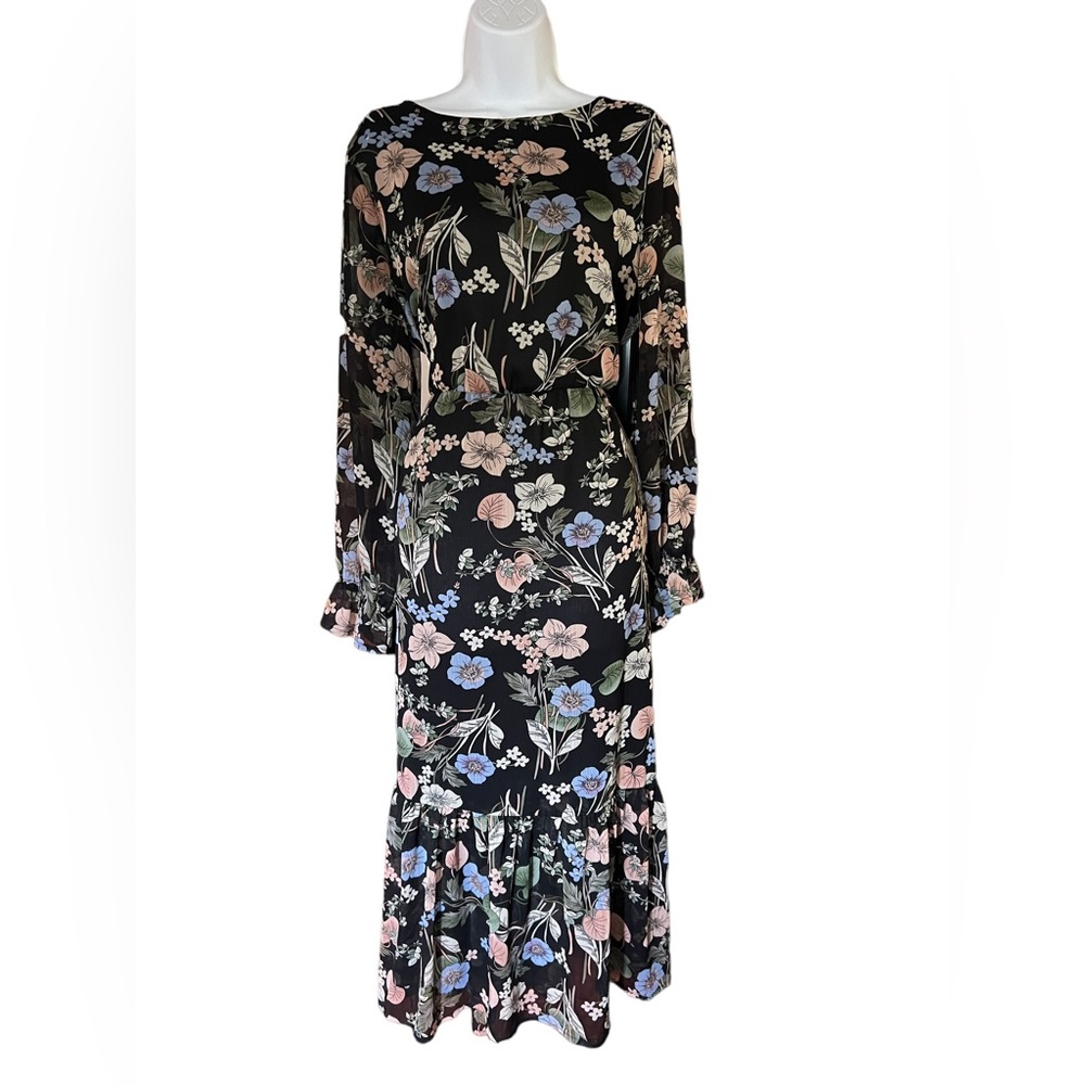 ASOS dress black with muted floral pattern